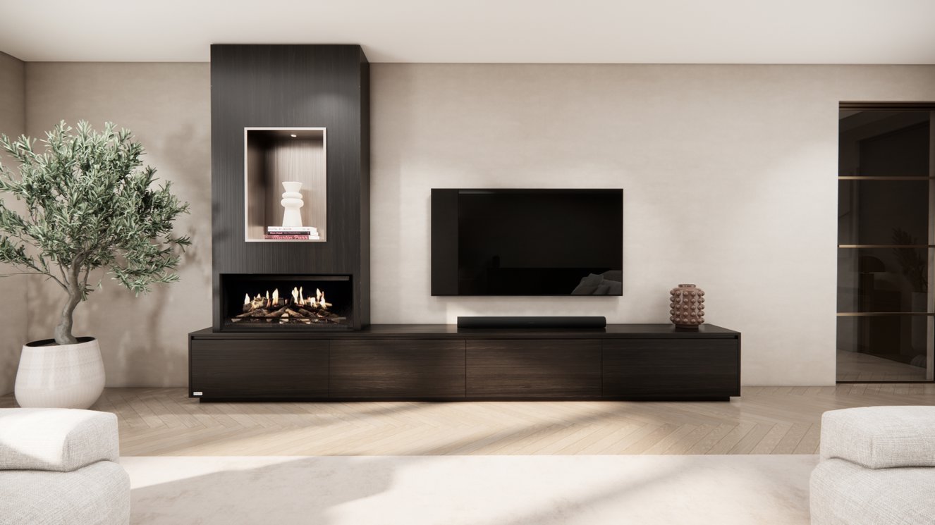 Mason Kalfire	E-ONE	100F TV-Meubel 4-kleppen Chimney Grand