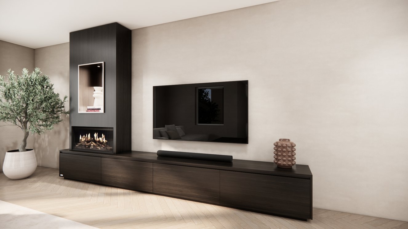 Mason Kalfire	E-ONE	100F TV-Meubel 4-kleppen Chimney Grand