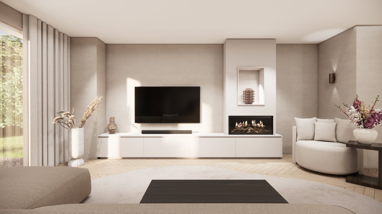 Mason Kalfire	E-ONE	100F TV-Meubel 4-kleppen Chimney Grand