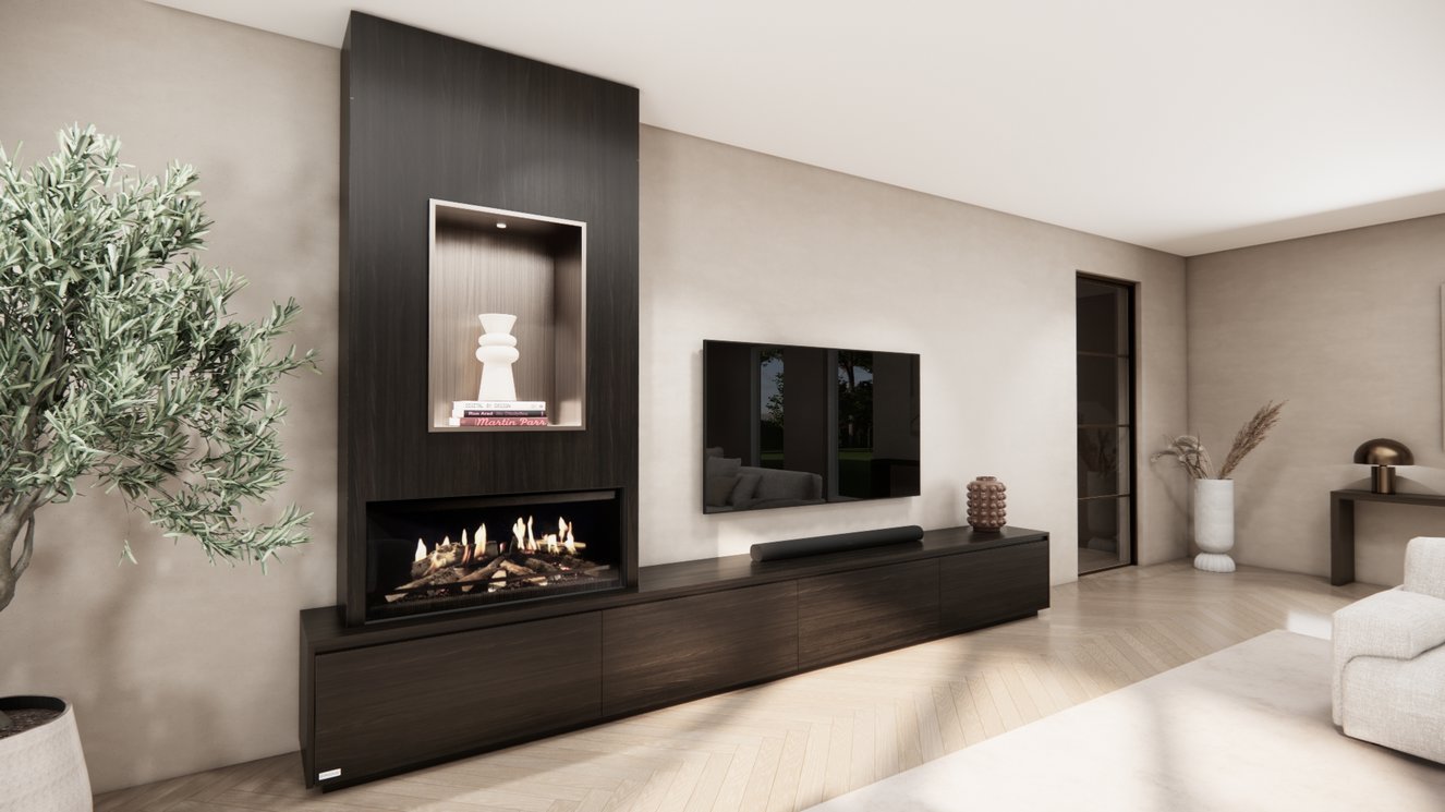 Mason Kalfire	E-ONE	100F TV-Meubel 4-kleppen Chimney Grand