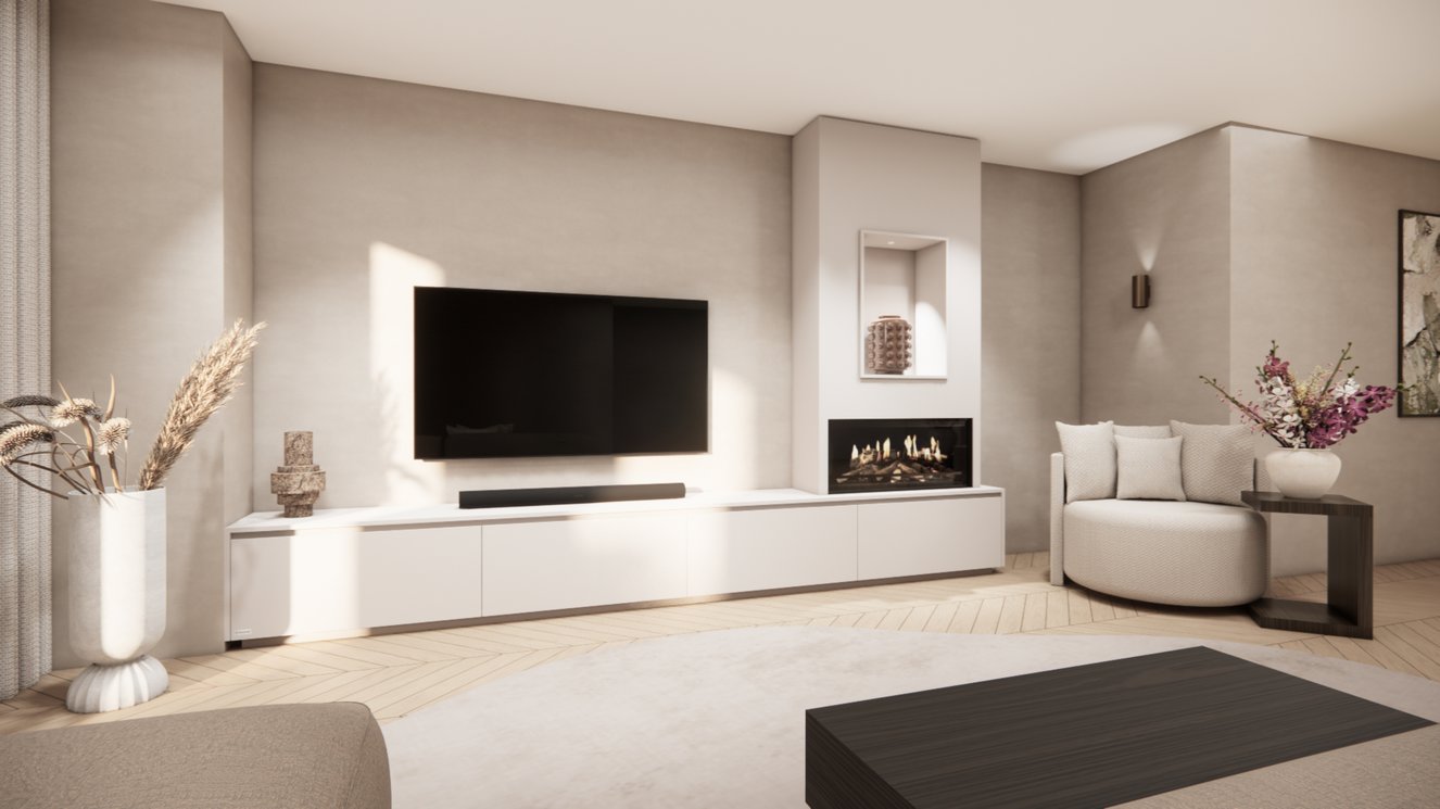 Mason Kalfire	E-ONE	100F TV-Meubel 4-kleppen Chimney Grand