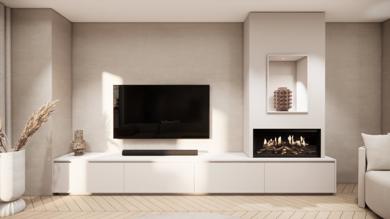 Mason Kalfire	E-ONE	100F TV-Meubel 4-kleppen Chimney Grand