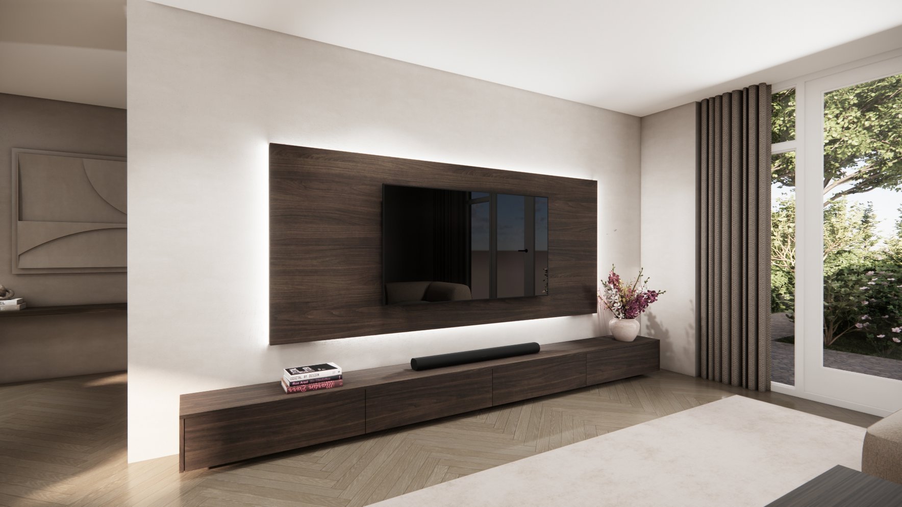 Panelen Program Tv PUUUR Eiken tv-paneel met verlichting